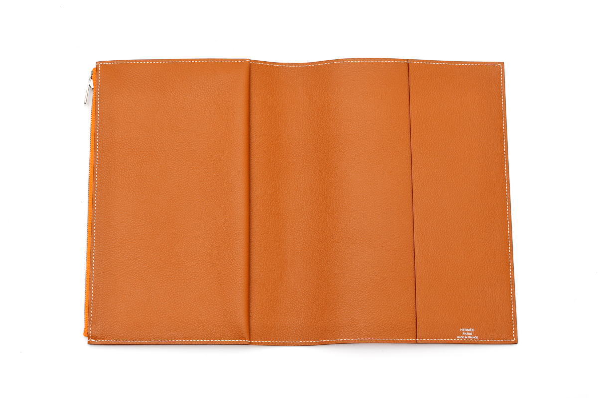 HERMES エルメス ノートカバー EAジップ A5サイズ トゴ　オレンジ / ゴールド 2520007