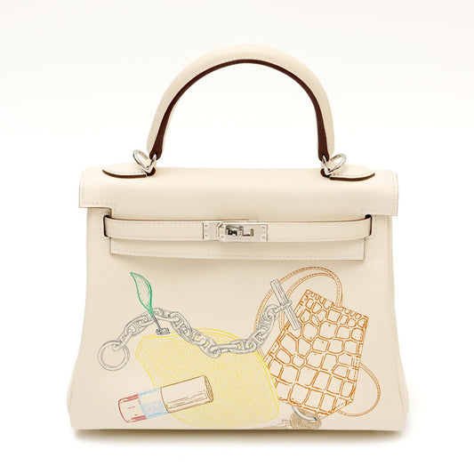 HERMES エルメス ケリー 25 イン＆アウト シルバー金具 ハンドバッグ U刻印 ヴォースイフト ナタ - 2520009