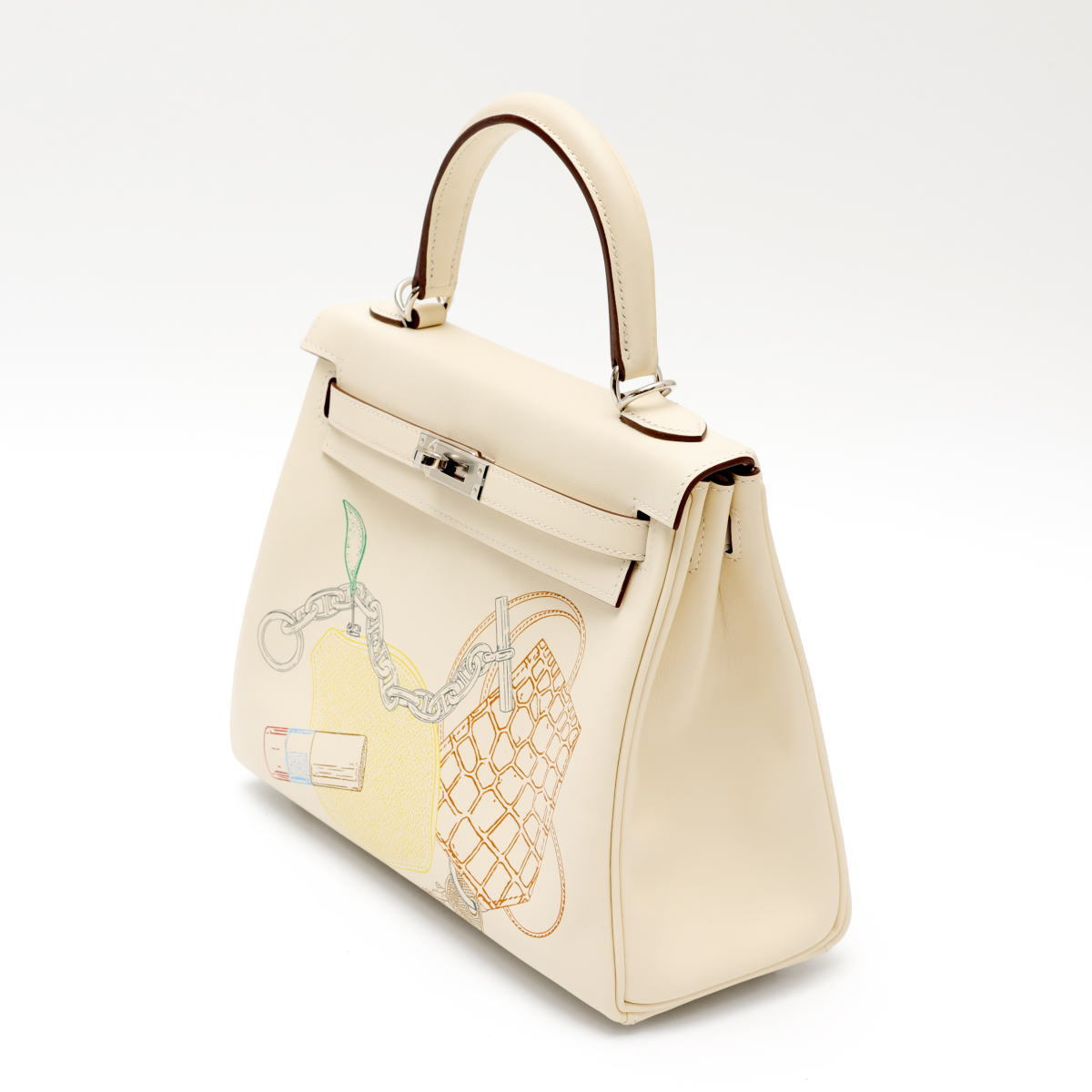 HERMES エルメス ケリー 25 イン＆アウト シルバー金具 ハンドバッグ U刻印 ヴォースイフト ナタ - 2520009