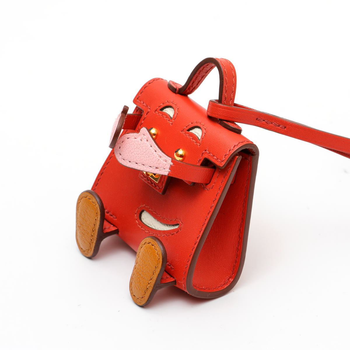 HERMES エルメス ケリードール ゴールド金具 Z刻印 バッグチャーム サンギーヌ ナタ ローズサクラ キャラメル タデラクト シェブルミゾル - 2520011