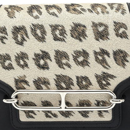 HERMES エルメス ロウリス・ルリ ミニ レオパード ショルダーバッグ ハラコ オフホワイト / ネイビー - 2520013