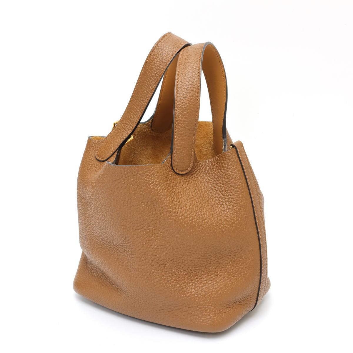 HERMES エルメス ピコタンロック 18 PM エクラ ゴールド金具 ハンドバッグ トリヨンクレマンス / ヴォースイフト アルザン / ビスキュイ - 2520027