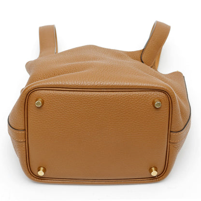 HERMES エルメス ピコタンロック 18 PM エクラ ゴールド金具 ハンドバッグ トリヨンクレマンス / ヴォースイフト アルザン / ビスキュイ - 2520027