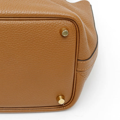 HERMES エルメス ピコタンロック 18 PM エクラ ゴールド金具 ハンドバッグ トリヨンクレマンス / ヴォースイフト アルザン / ビスキュイ - 2520027