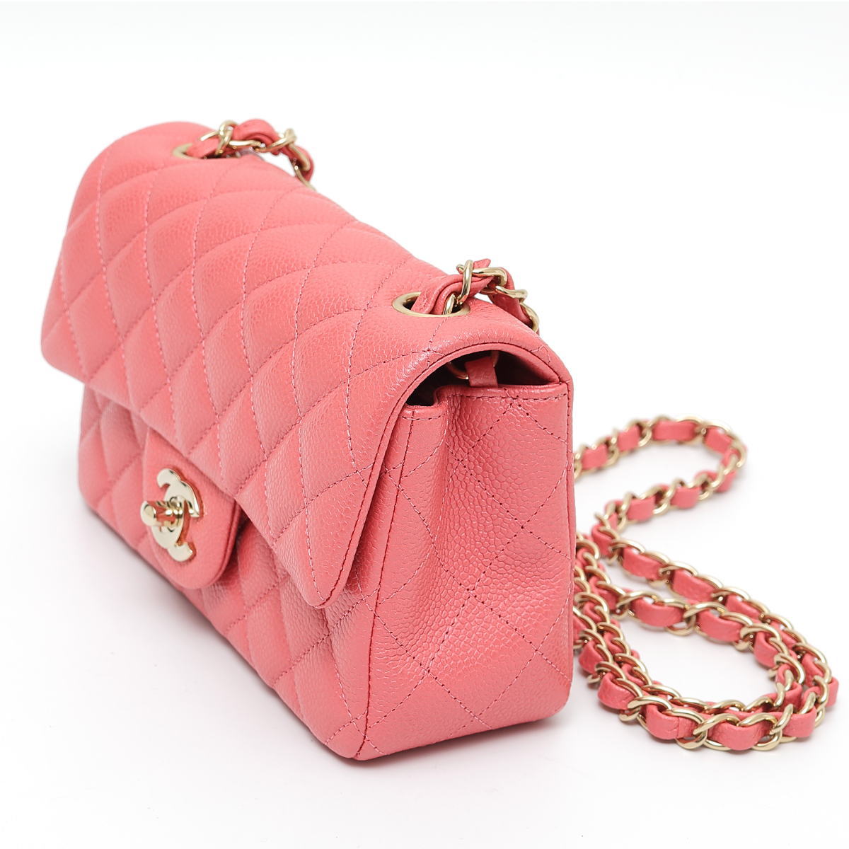 CHANEL シャネル ミニ マトラッセ 20 ゴールド金具 チェーンショルダーバッグ キャビアスキン ピンク A69900 2520029