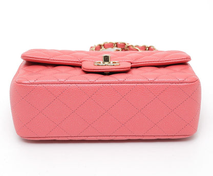 CHANEL シャネル ミニ マトラッセ 20 ゴールド金具 チェーンショルダーバッグ キャビアスキン ピンク A69900 2520029