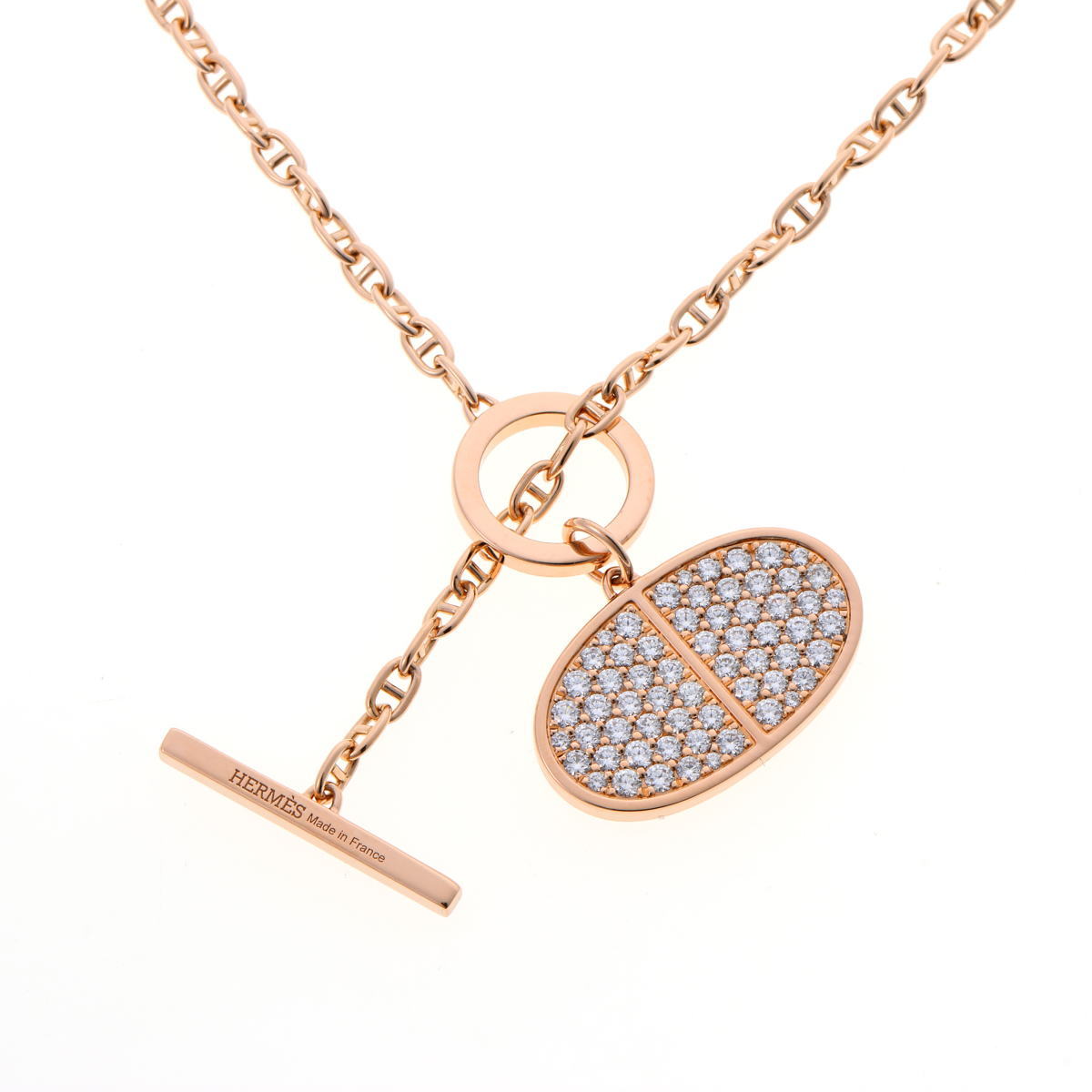 HERMES エルメス シェーヌ・ダンクル・ヴェルソ GM ダイヤ ネックレス - ピンクゴールド 750PG 2520030