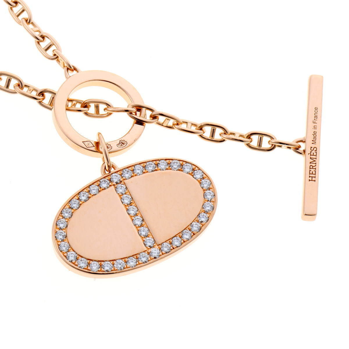 HERMES エルメス シェーヌ・ダンクル・ヴェルソ GM ダイヤ ネックレス - ピンクゴールド 750PG 2520030