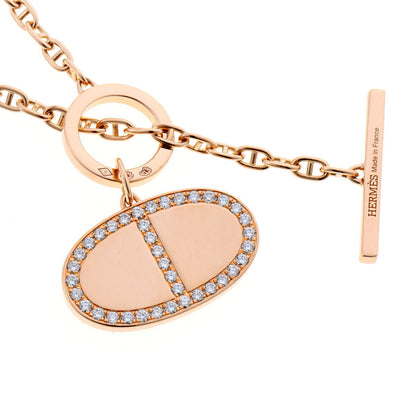 HERMES エルメス シェーヌ・ダンクル・ヴェルソ GM ダイヤ ネックレス - ピンクゴールド 750PG 2520030
