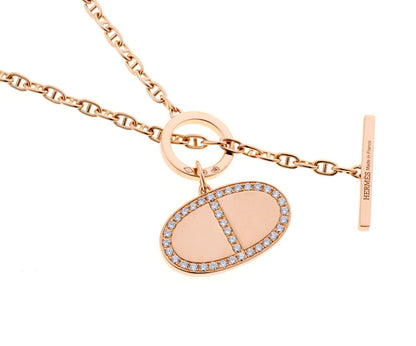 HERMES エルメス シェーヌ・ダンクル・ヴェルソ GM ダイヤ ネックレス - ピンクゴールド 750PG 2520030