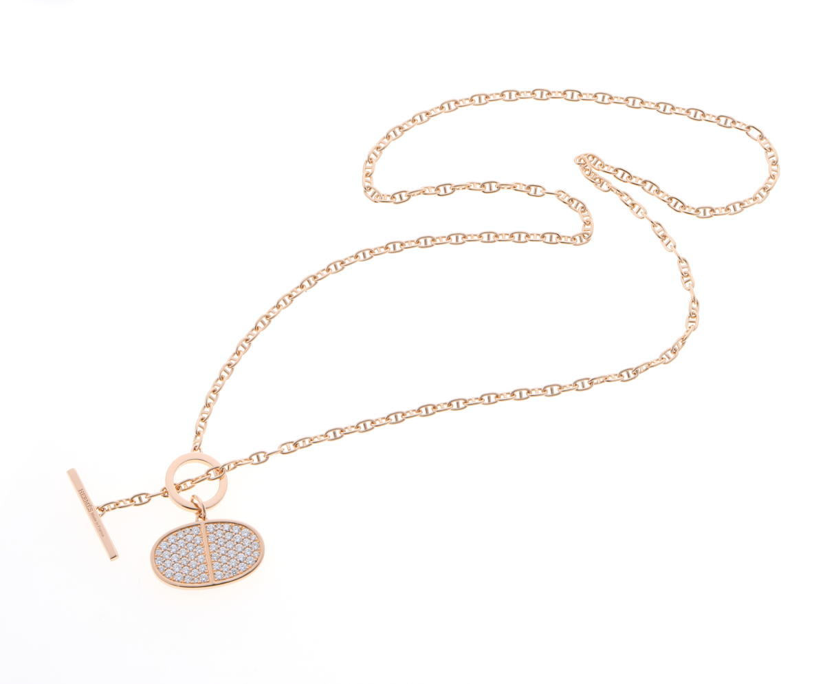 HERMES エルメス シェーヌ・ダンクル・ヴェルソ GM ダイヤ ネックレス - ピンクゴールド 750PG 2520030