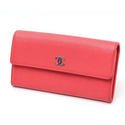 CHANEL シャネル ココマーク カメリア フラップ ウォレット 長財布 A84203 カーフ　ピンク 2520042