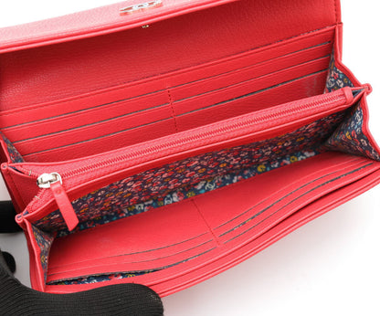 CHANEL シャネル ココマーク カメリア フラップ ウォレット 長財布 A84203 カーフ　ピンク 2520042