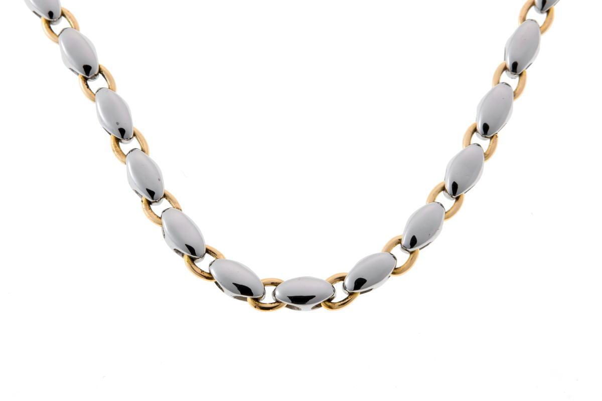 BVLGARI ブルガリ ライスチェーン ネックレス - イエローゴールド / ステンレススチール 750YG / SS 2610004