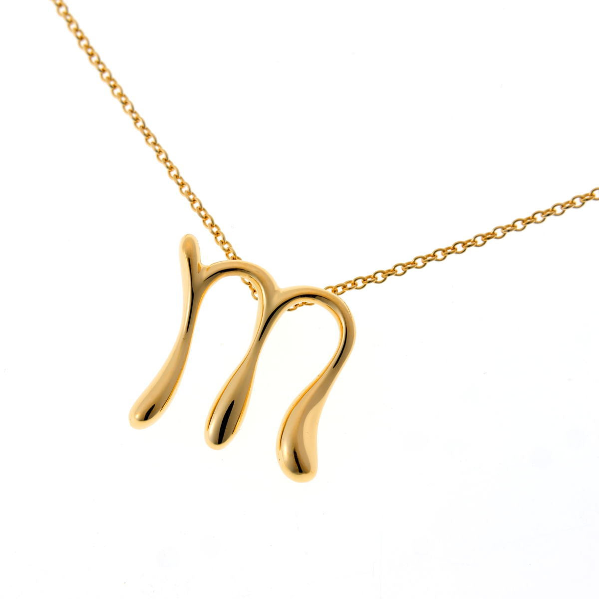 Tiffany & Co. ティファニー エルサペレッティ アルファベット イニシャルM ネックレス - イエローゴールド 750YG 2610020