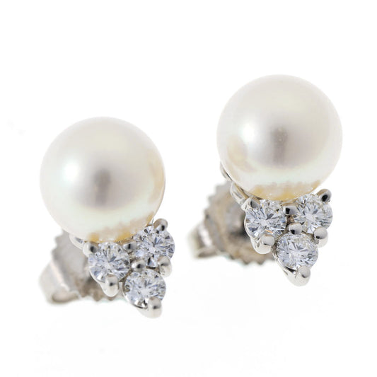 Tiffany & co. ティファニー パール ダイヤ ピアス - プラチナ PT950 2610021