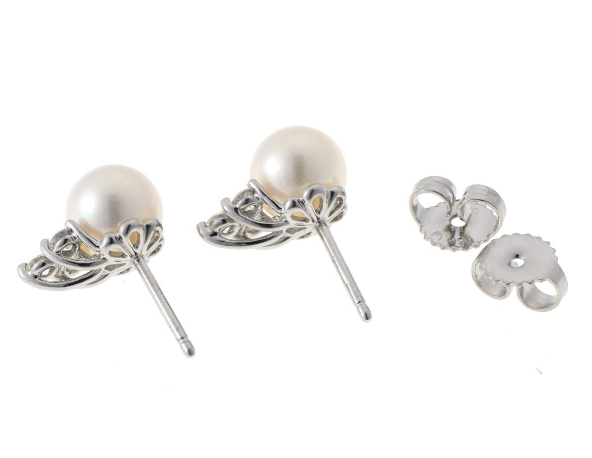 Tiffany & co. ティファニー パール ダイヤ ピアス - プラチナ PT950 2610021