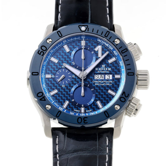 EDOX エドックス クロノオフショア1 クロノグラフ デイデイト オートマチック ※難あり 01122-3BU3-BUIN3-L SS / CE メンズ 時計 2610053