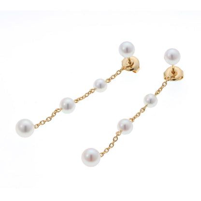 MIKIMOTO ミキモト パール チェーン ピアス - イエローゴールド K18YG 2610089