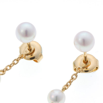 MIKIMOTO ミキモト パール チェーン ピアス - イエローゴールド K18YG 2610089