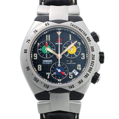 Universal Geneve ユニバーサルジュネーブ アイルトンセナ クロノグラフ クォーツ 975.310 SS / カーボン メンズ 時計 2610110
