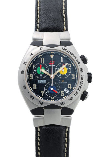 Universal Geneve ユニバーサルジュネーブ アイルトンセナ クロノグラフ クォーツ 975.310 SS / カーボン メンズ 時計 2610110