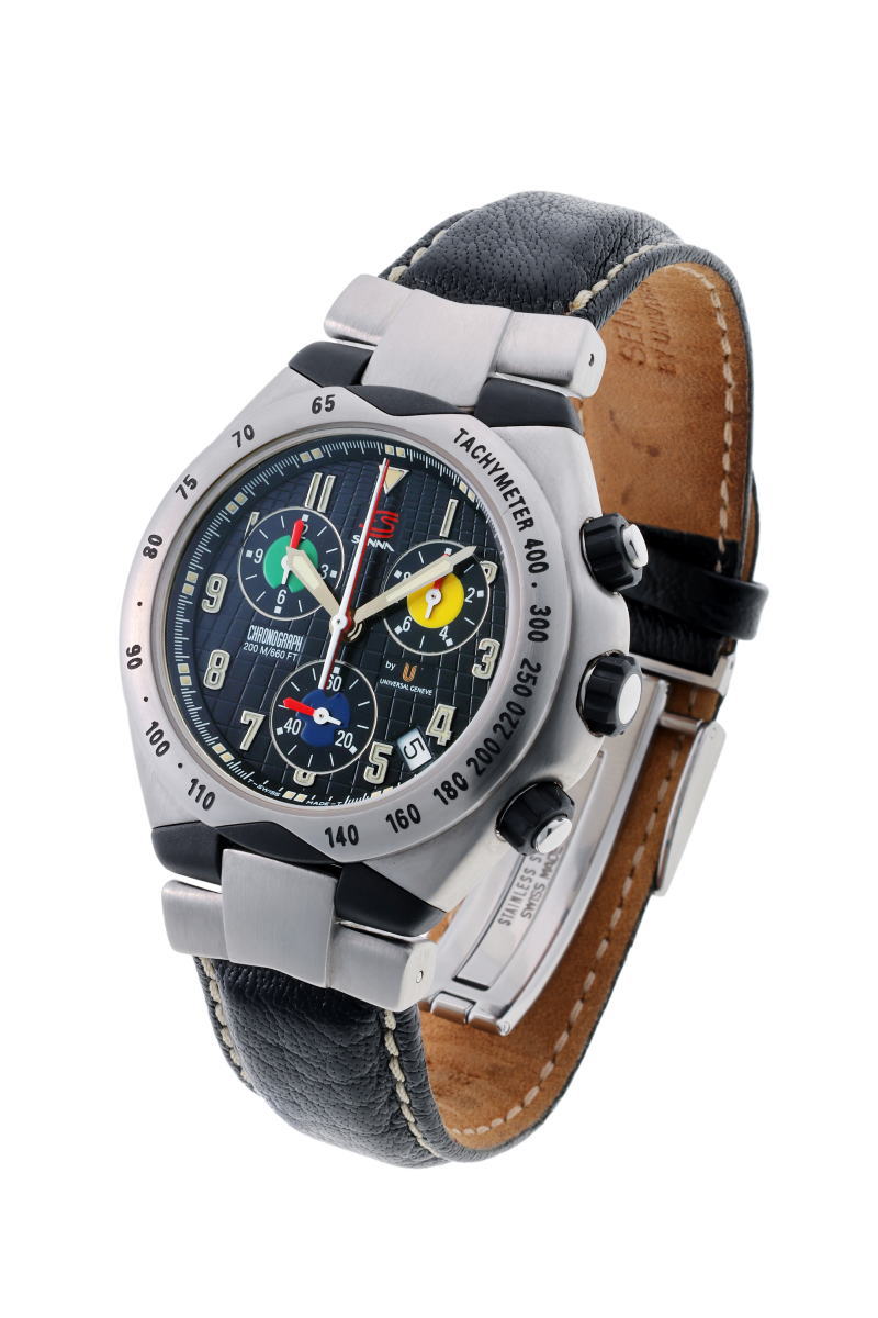 Universal Geneve ユニバーサルジュネーブ アイルトンセナ クロノグラフ クォーツ 975.310 SS / カーボン メンズ 時計 2610110